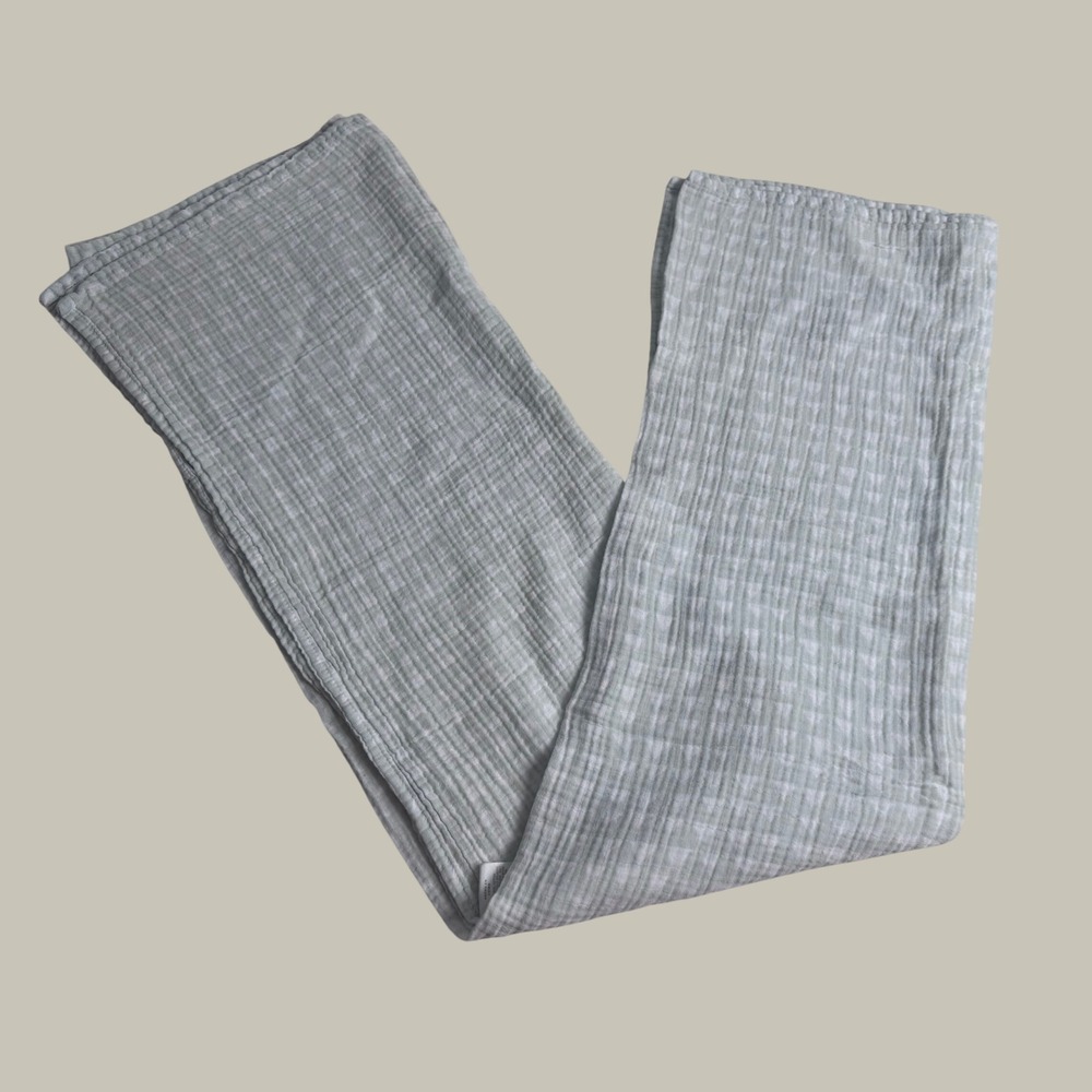 Cloud Island Sage Green Gingham Muslin Swaddle Blanket 100% Cotton 46x40